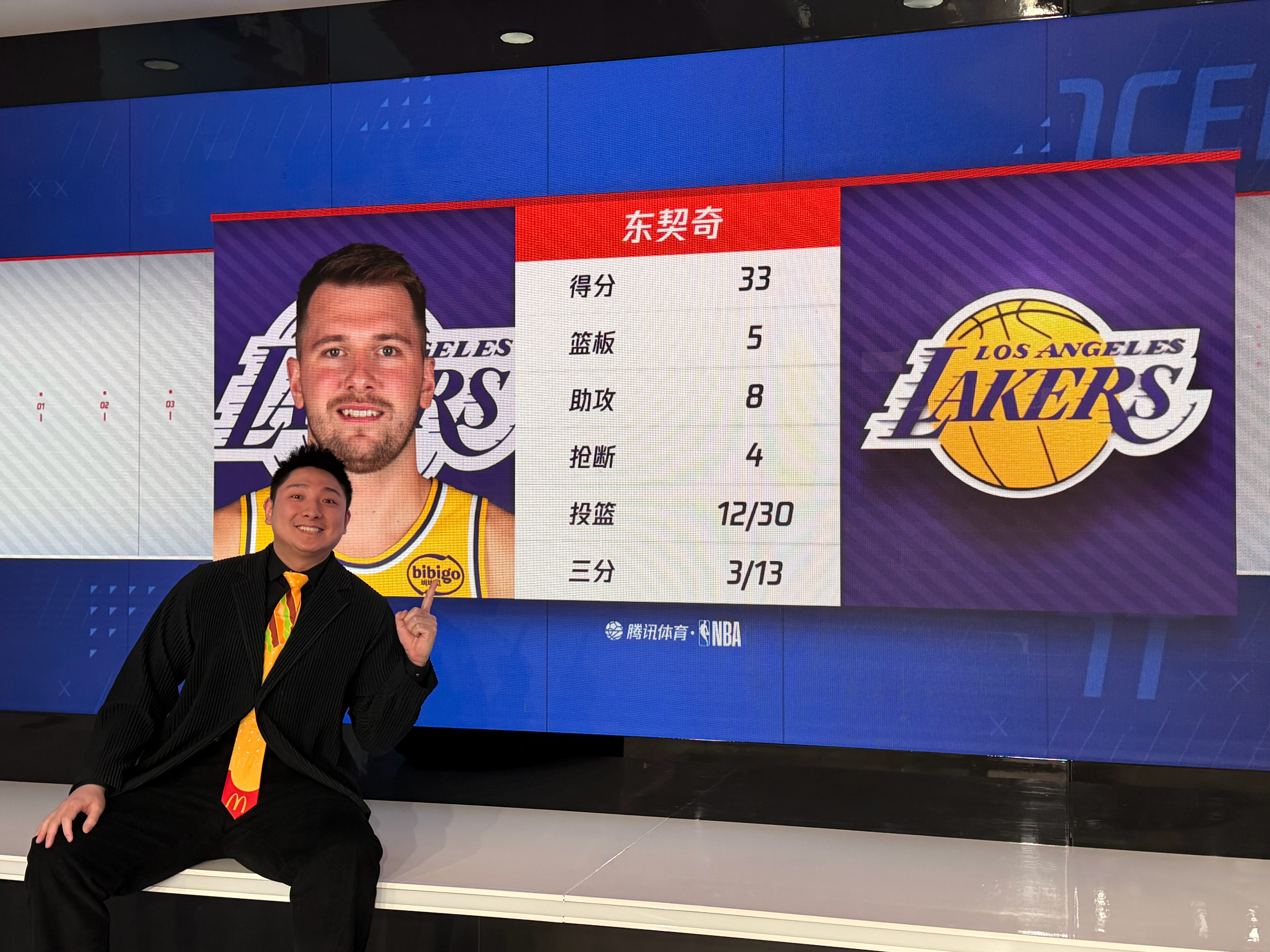 NBA洛杉矶湖人 一个月说一次湖人特地选了一根新领带🍔汉堡之神保佑！肯纳德三分