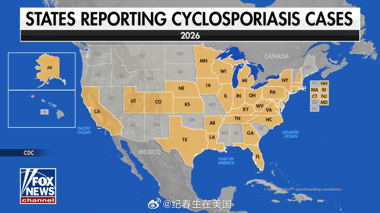 美国31个州出现环孢子虫病疫情。自5月以来，CDC已确认800例，另有超过150