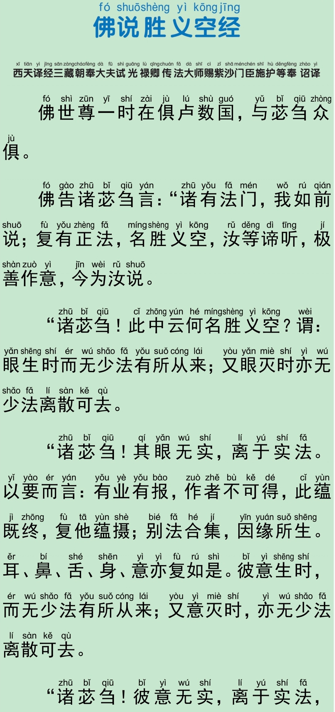生活手记 【《佛说胜义空经》白话翻译与义理解说】 经题与译者说明：- 经题：佛说