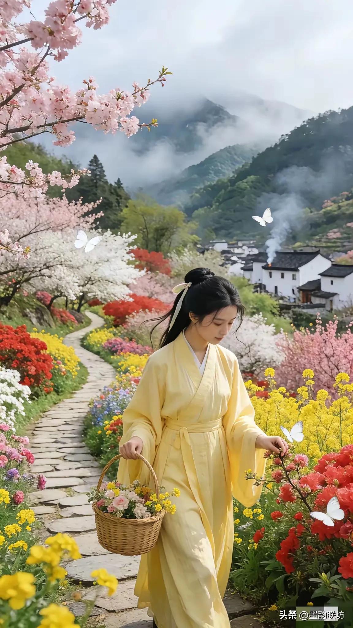 春临大地百花艳，
夏至莲塘荷箭驕。
横批：《百花艳与荷箭驕》