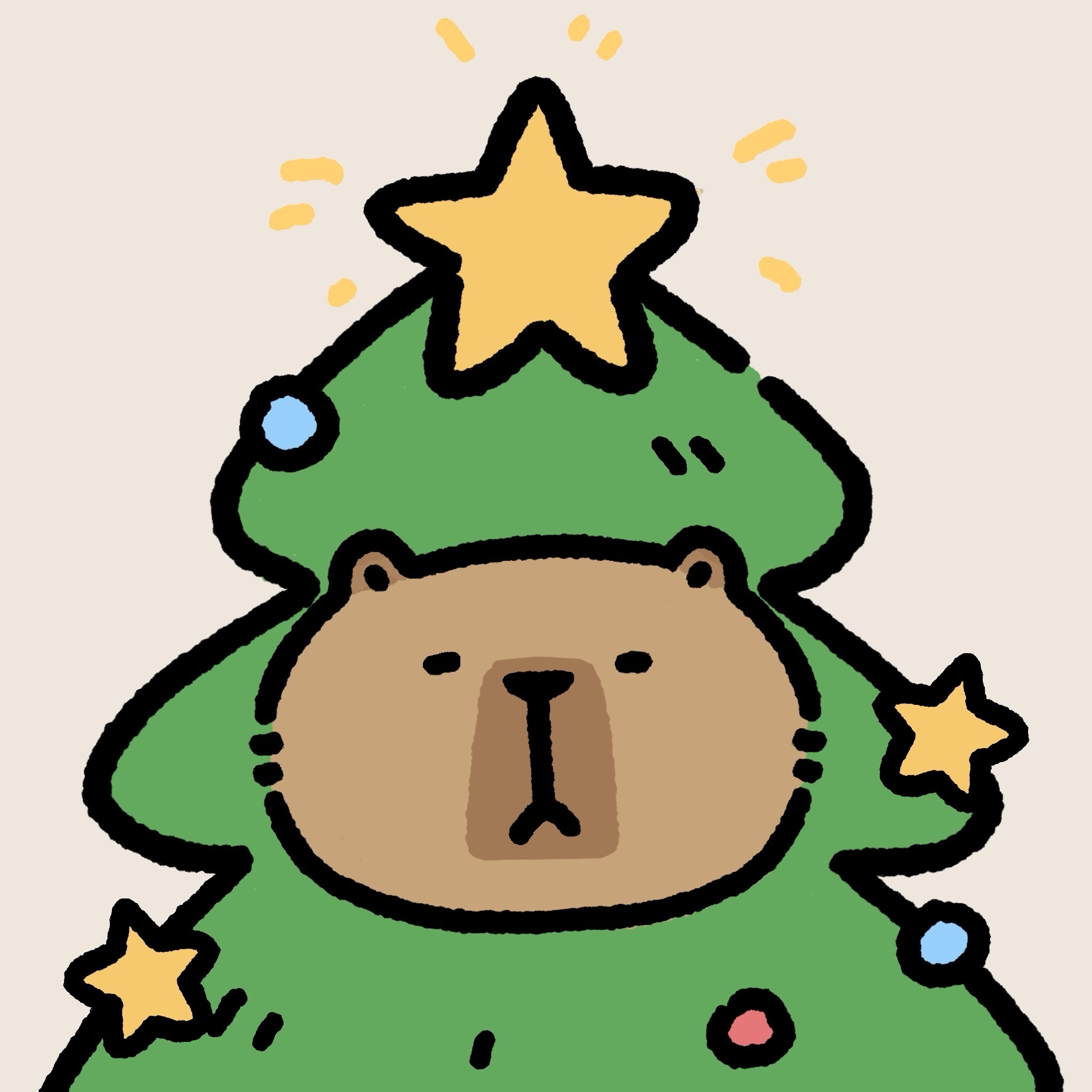 卡皮巴拉🧣呆萌水豚圣诞节壁纸头像🎄🌟 