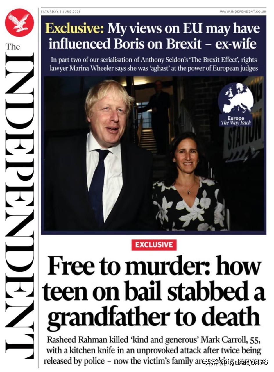 🇬🇧《独立报》刊登了一篇对鲍里斯·约翰逊（Boris Johnson）前妻玛