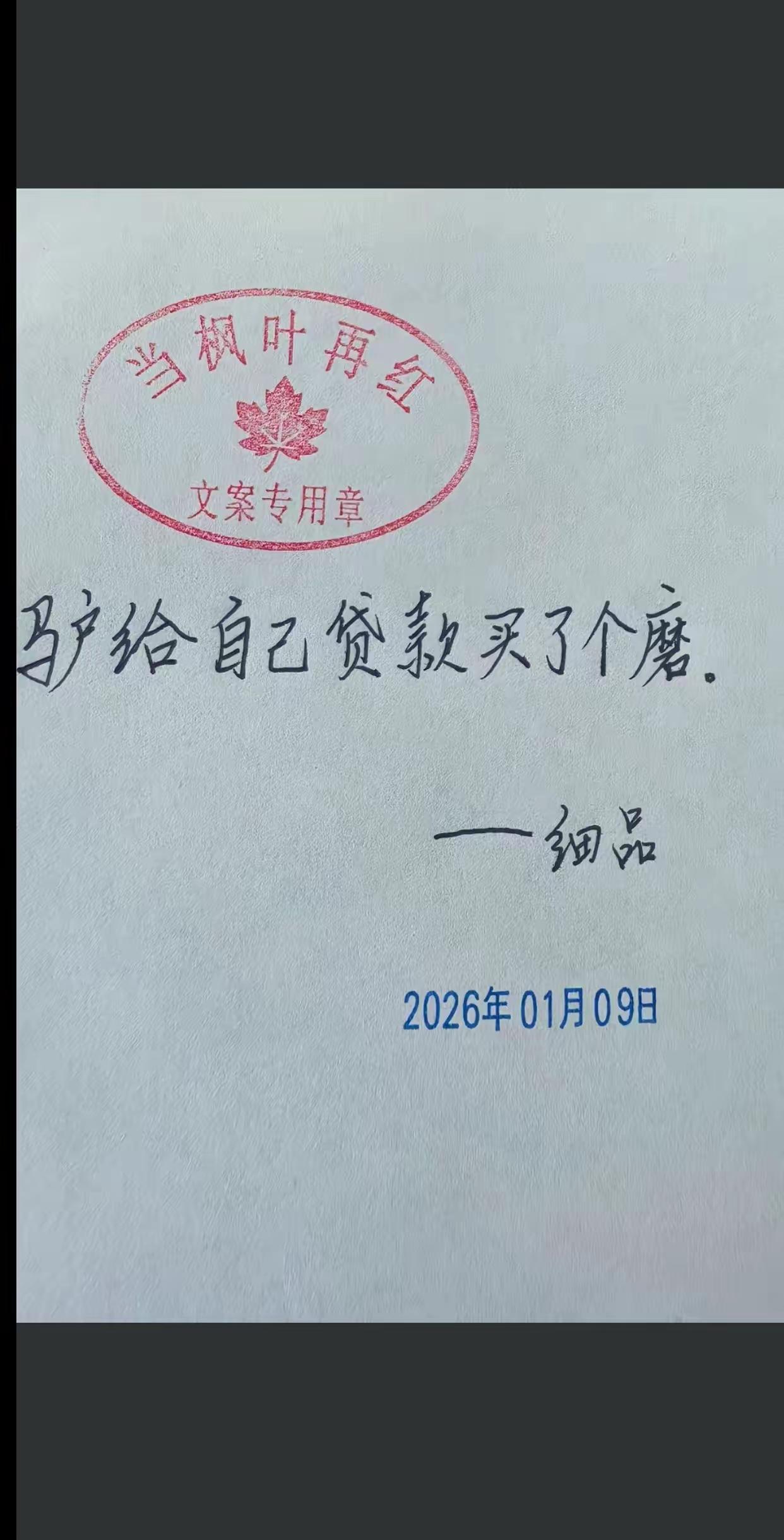 第一次看到这么一个文案，内涵是什么呢？请大家名抒己见吧？文案是引用别人的，这一段