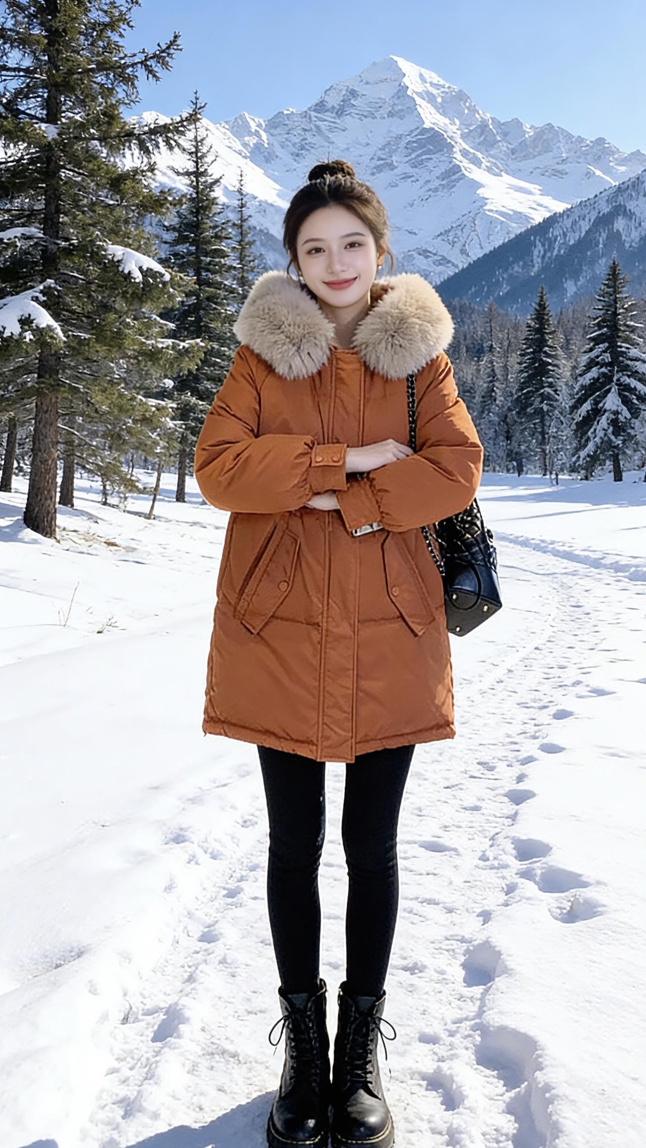 这也太好看了 大毛领棉服女装穿搭 保暖穿搭 这个冬天不怕冷