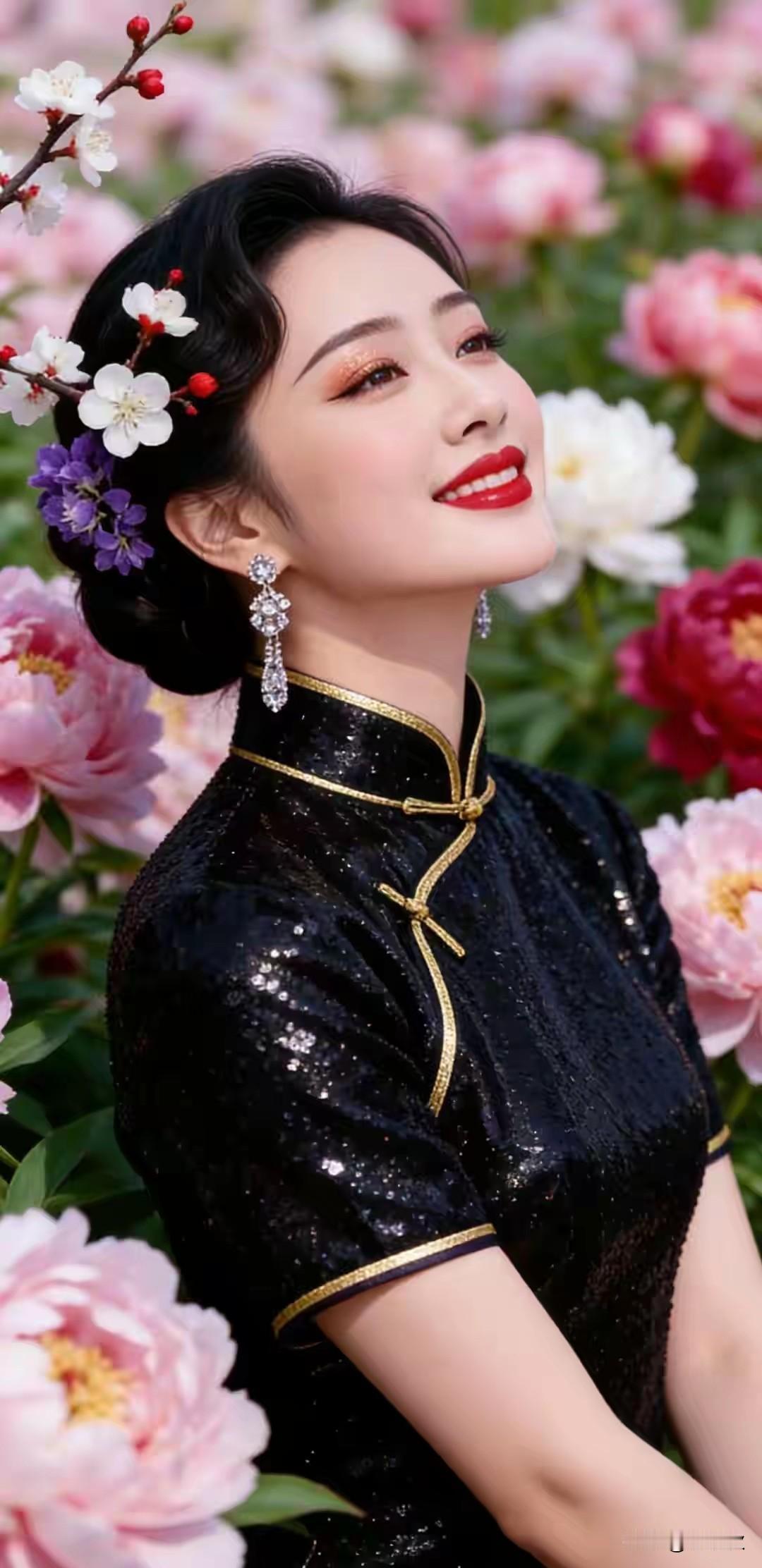 上联：春来千枝秀
下联：满园百花开。