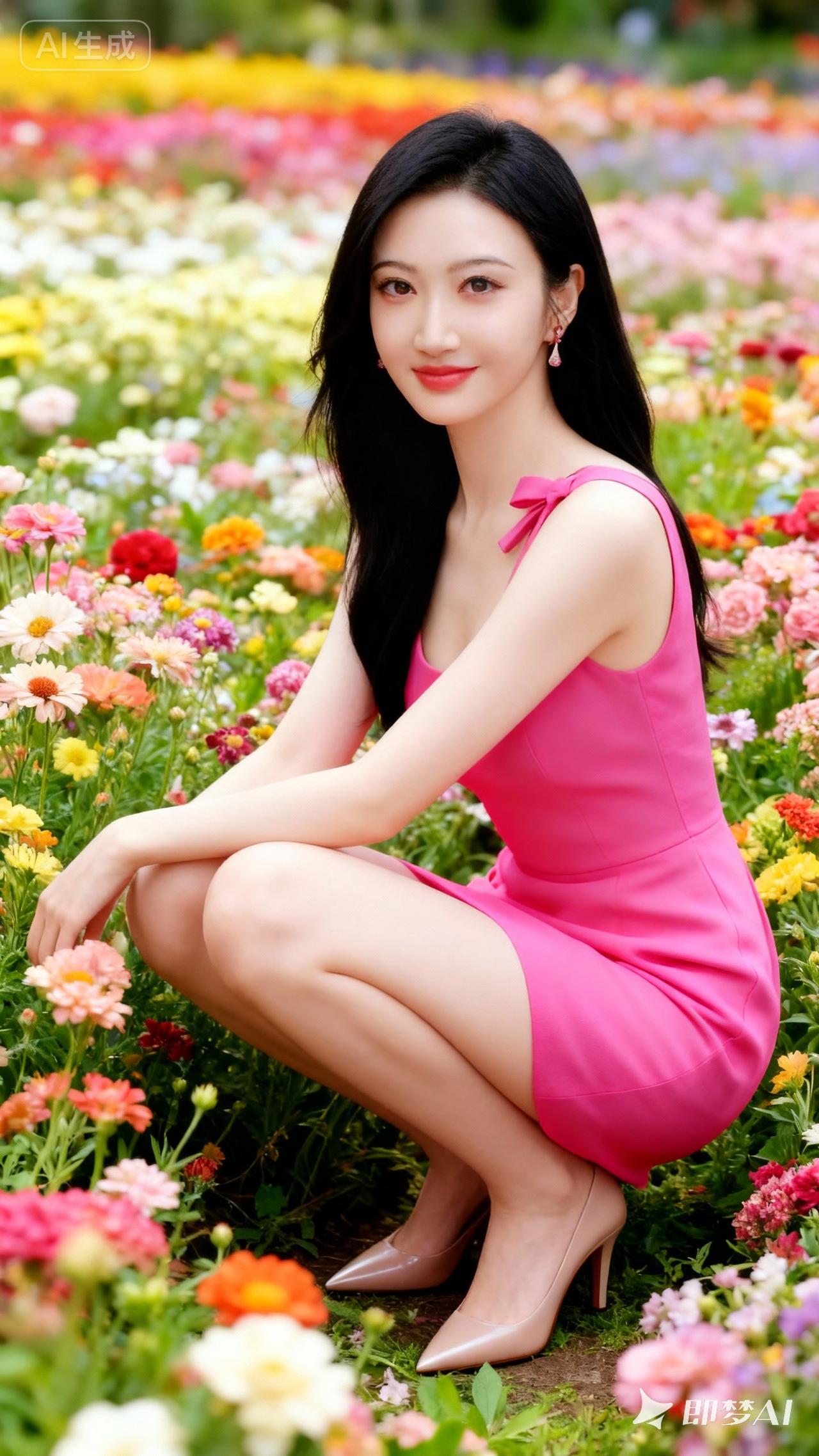 在花海中，绽放你的美丽！🌸💃🌸