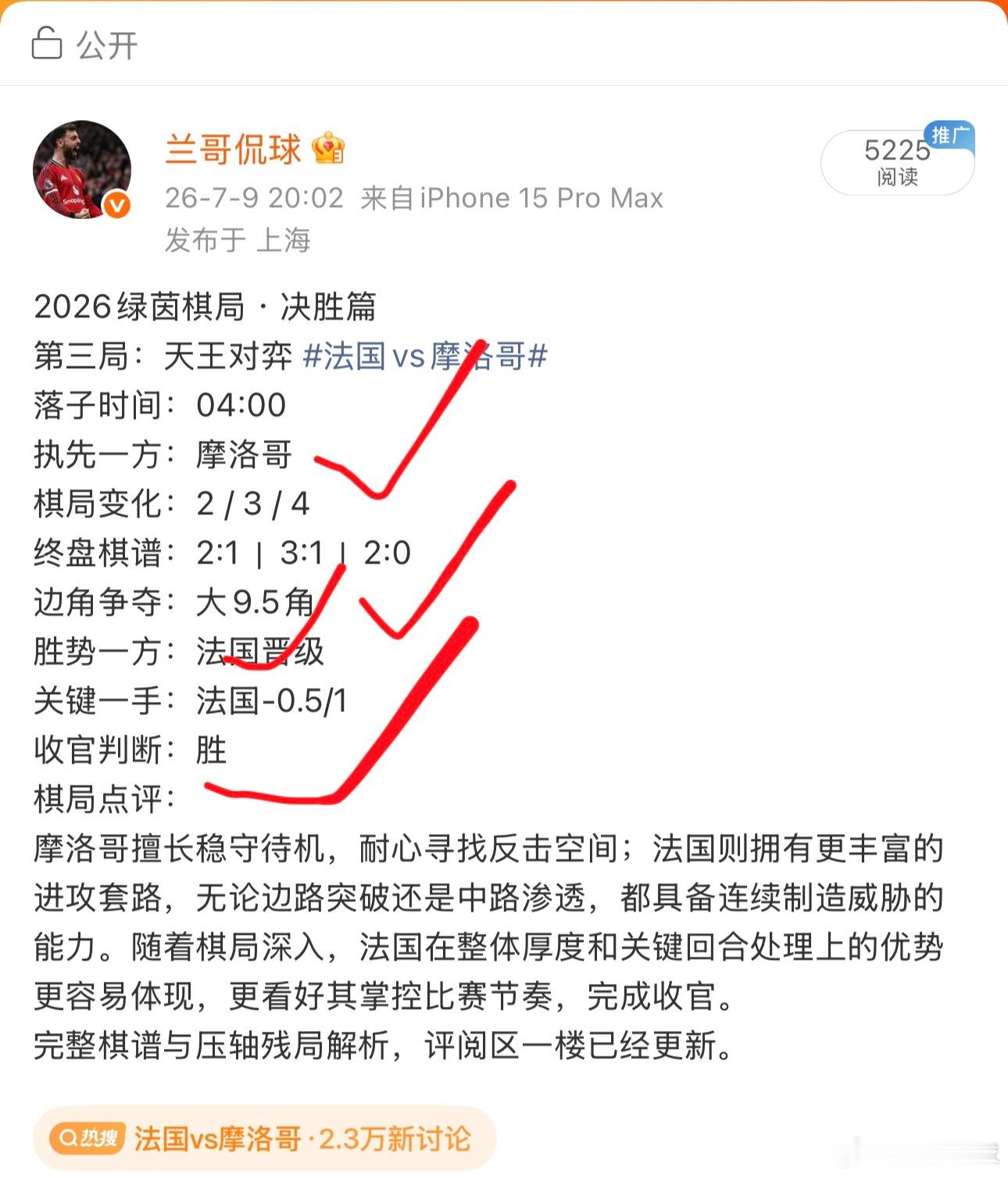法国2比0摩洛哥这场焦点大战，总算没让熬夜的兄弟们失望。法国vs摩洛哥，从执先方