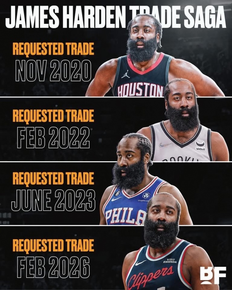 Rachel Nichols：谈到哈登这几年屡次被交易一事，我发现球队和球迷往往