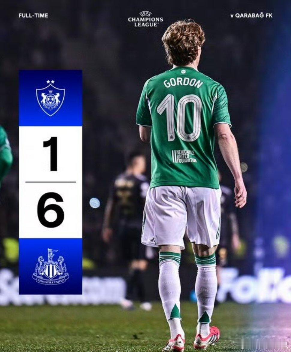 卡拉巴赫1比6纽卡斯尔联欧冠联赛欧冠16强附加赛首回合，纽卡斯尔联远征阿塞拜疆，