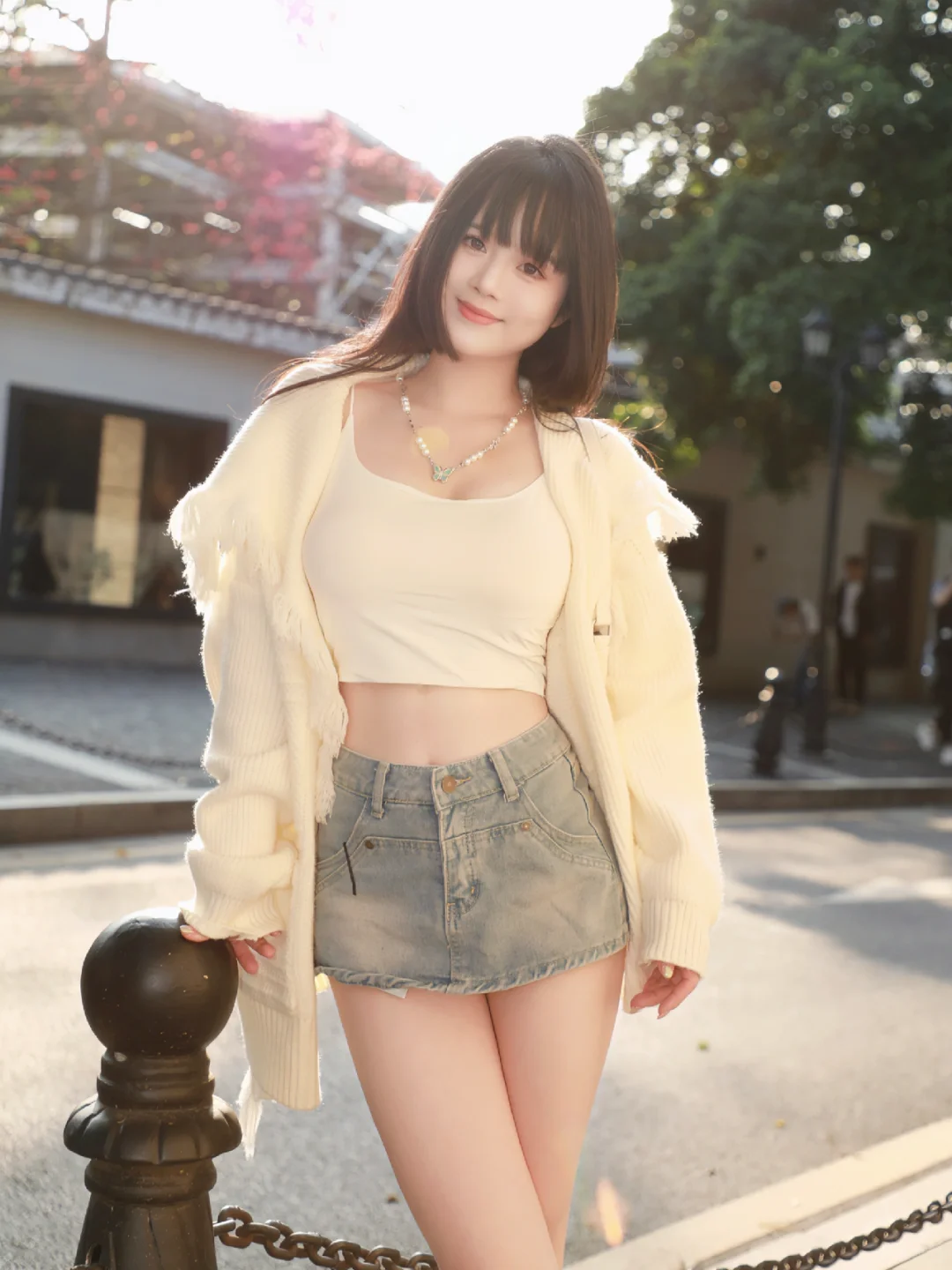 发丝发光的美好春天