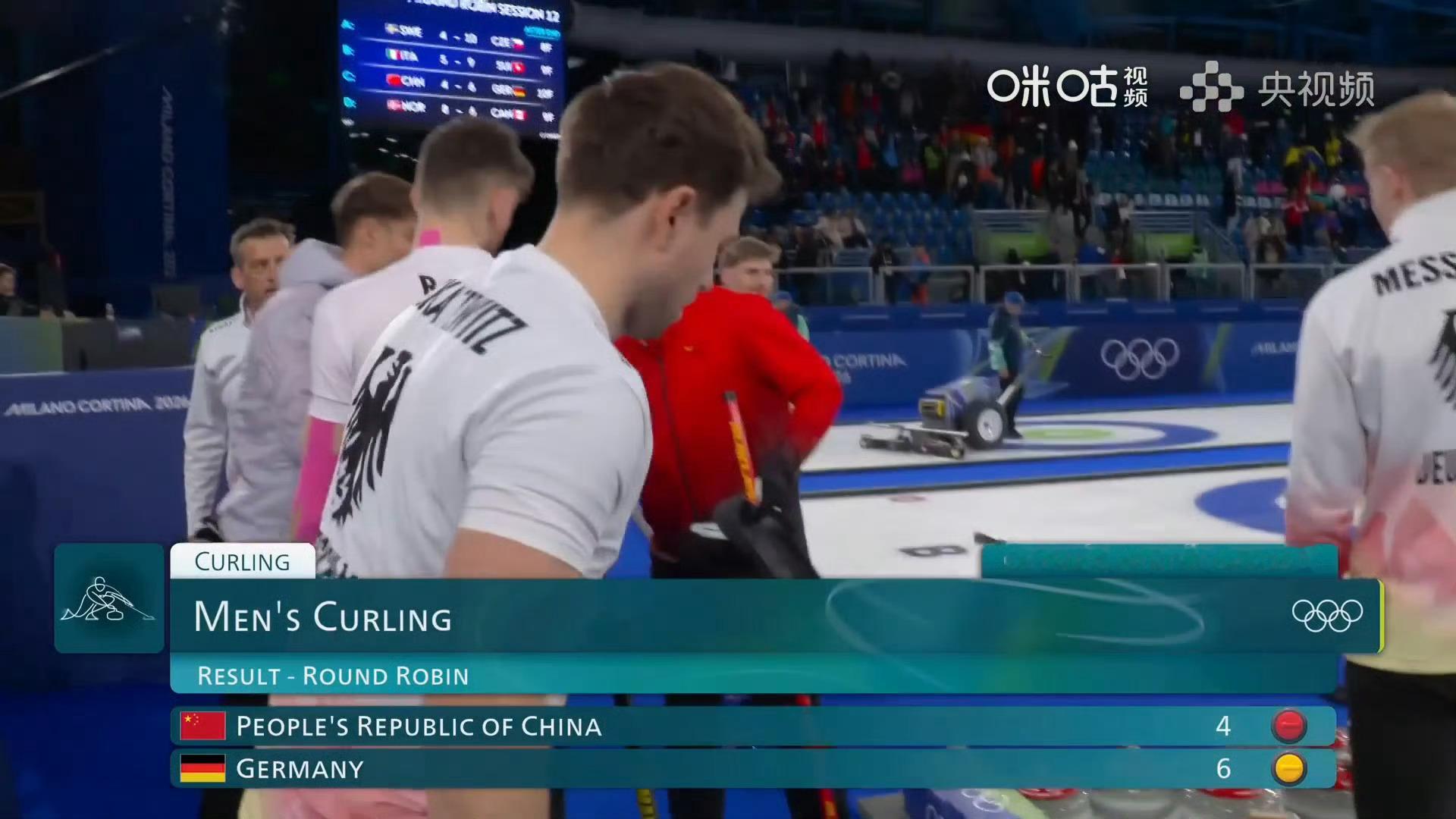 中国冰壶男队4比6不敌德国队米兰冬奥会冰壶循环赛最后一个比赛日，中国冰壶男队最终