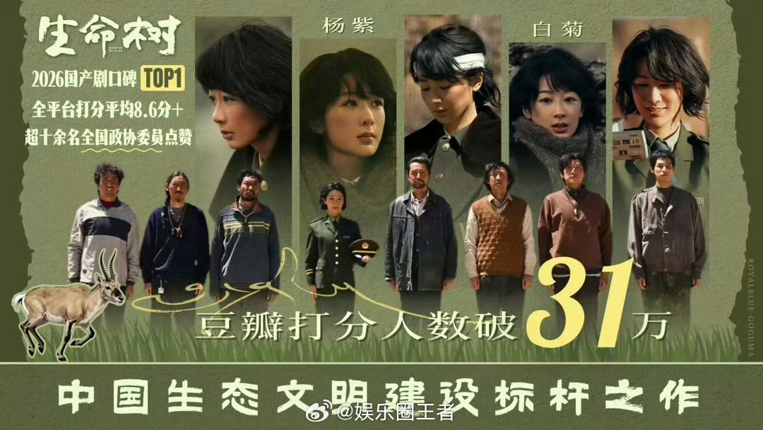 tg杨紫生命树豆瓣打分人数31万了！牛批 
