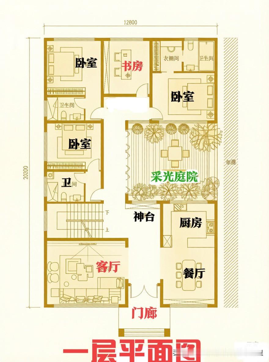 一款“冲破包围圈”的建房图纸[发怒][发怒]
说实话，建房最怕邻里楼栋紧邻，
开