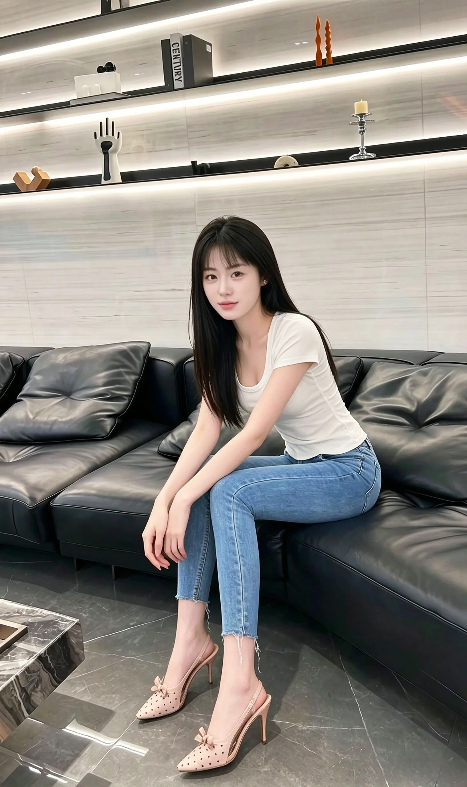牛仔裤加高跟鞋搭配