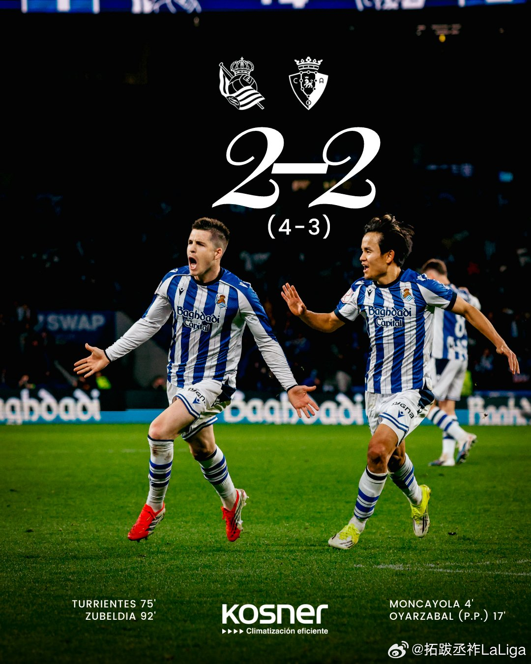 【国王杯】巴斯克内战，奥斯卡松替补5分钟受伤这场比赛充满了戏剧性，凭藉蒙卡约拉外