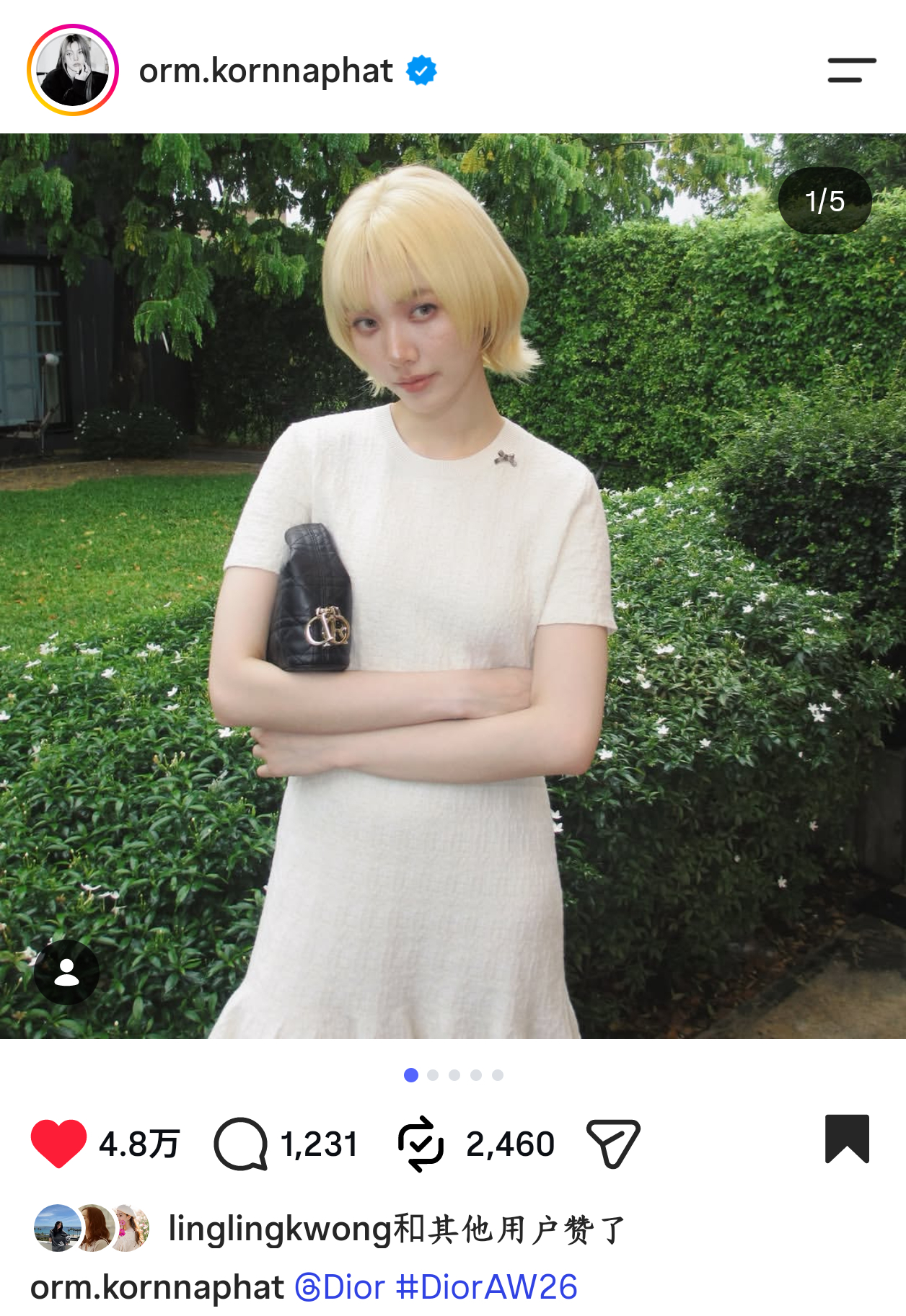 lingorm 💜lingorm 小奥ig更新照片:“@ Dior DiorA