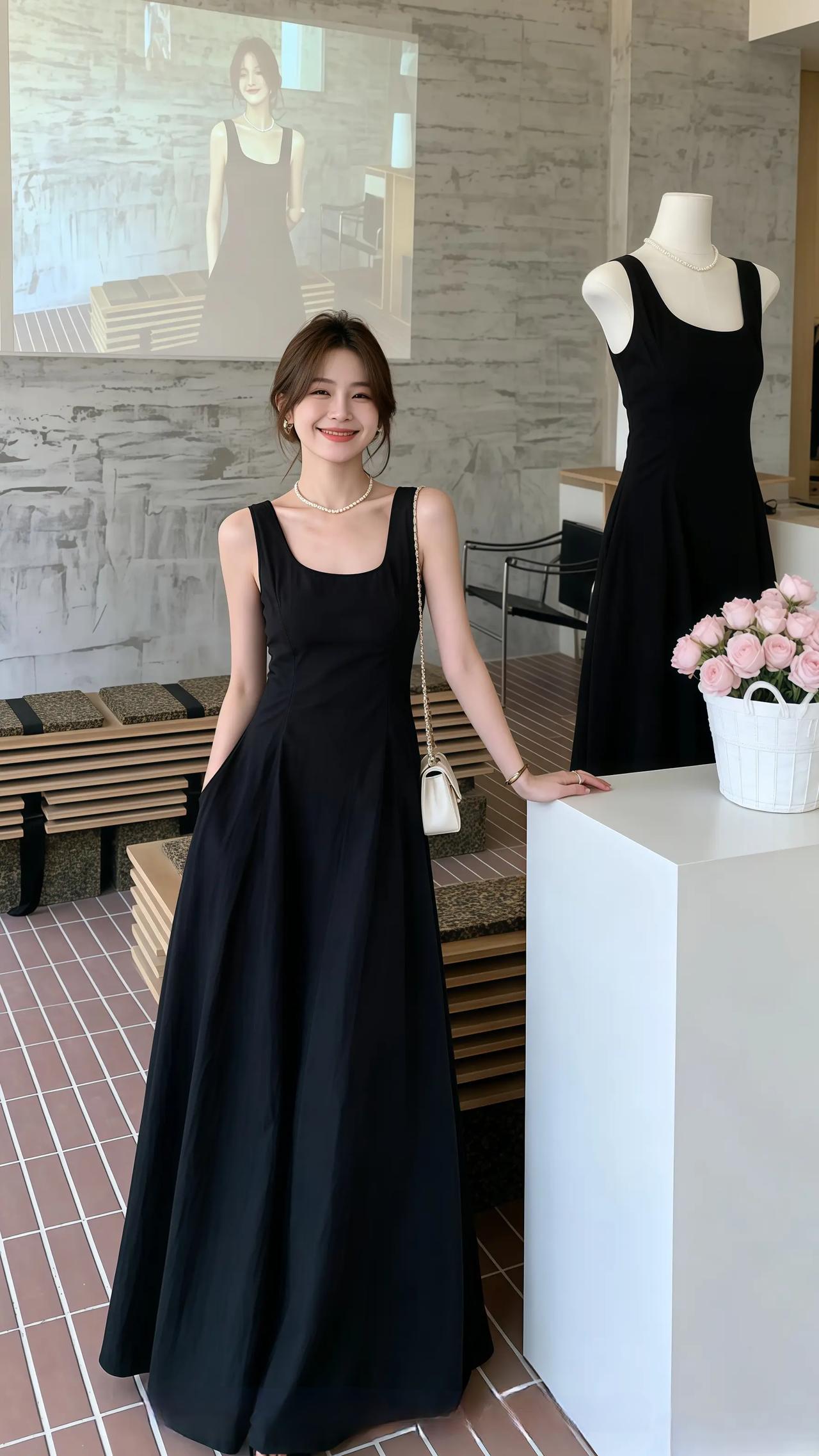 赫本风小黑裙 法式赫本风小黑裙 韩系穿搭夏季穿搭高级感穿搭