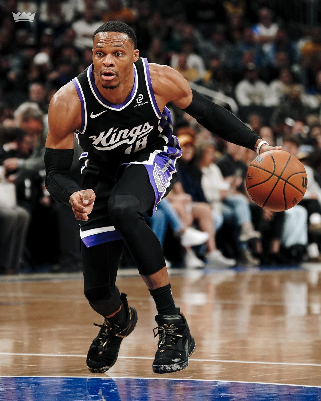 全场比赛结束，国王105：116步行者，威少16中10，三分3中2得到24分13