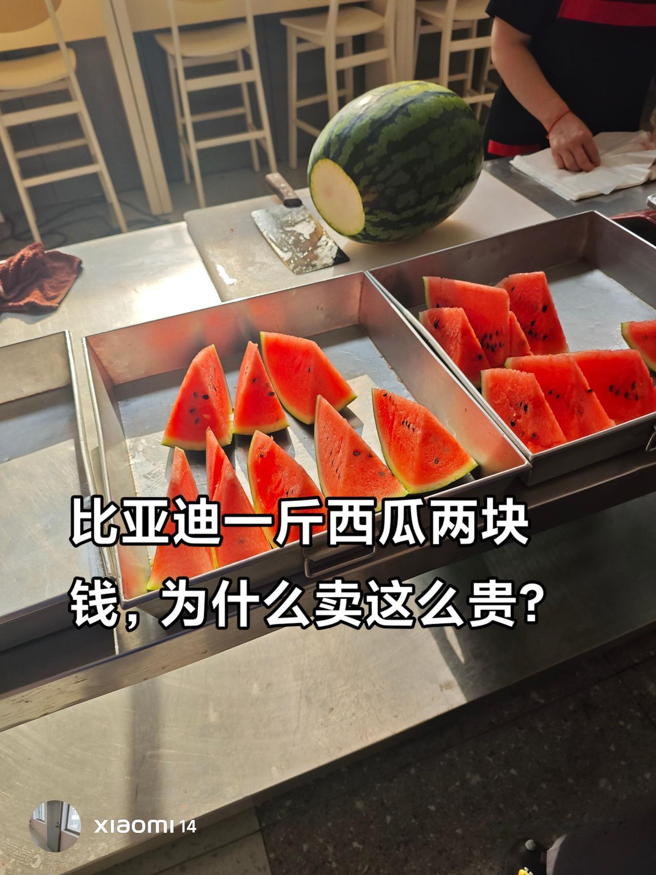 感觉比亚迪里面西瓜，水果一类卖的都很贵。在外面还能遇到6毛钱一斤的西瓜，最常见的
