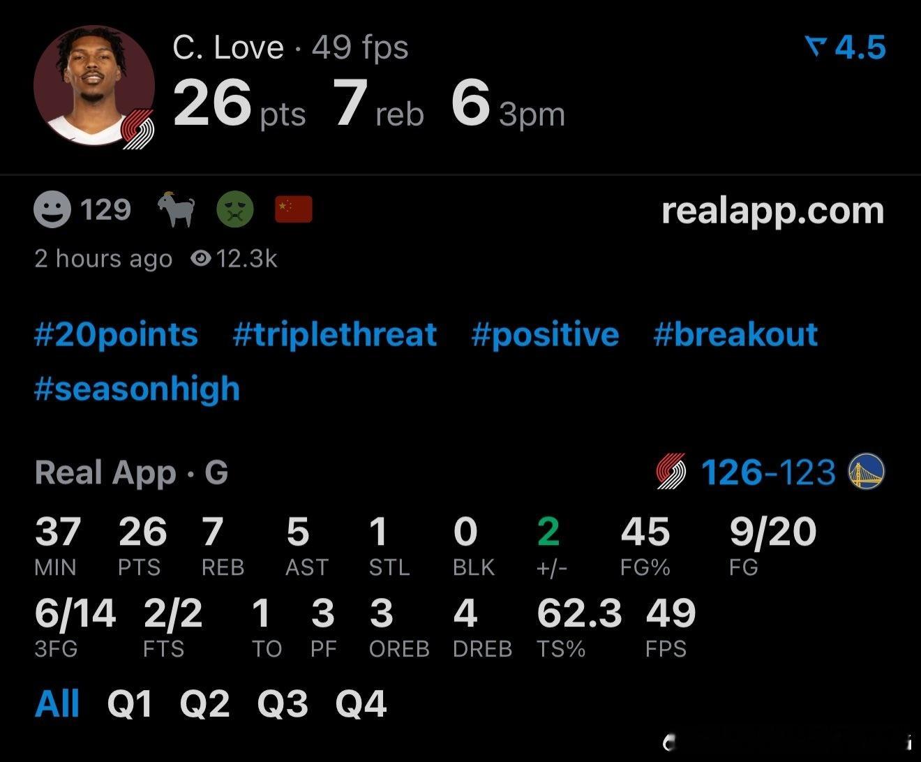 卡莱布·乐福在关键时刻力压斯蒂芬·库里。