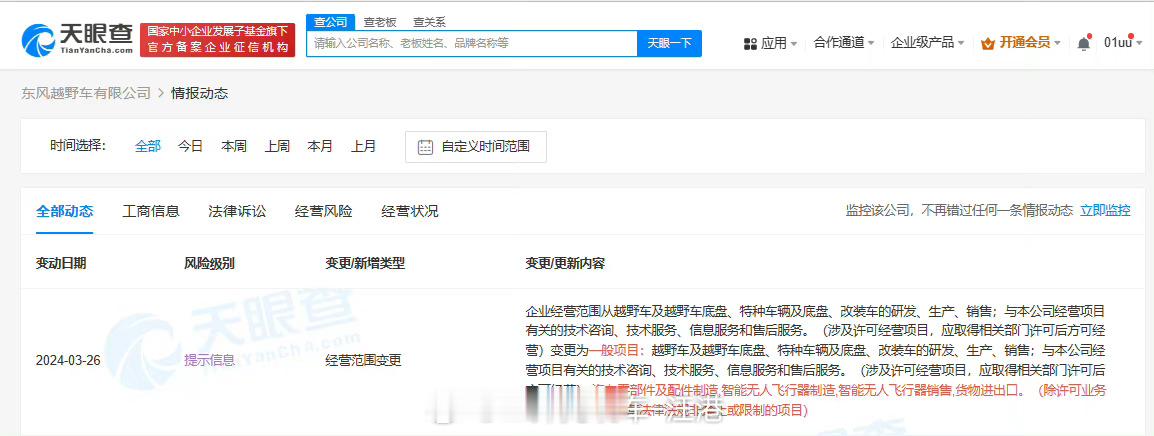 #东风越野车公司新增无人飞行器业务##汽场全开# 【东风越野车公司新增无人飞行器