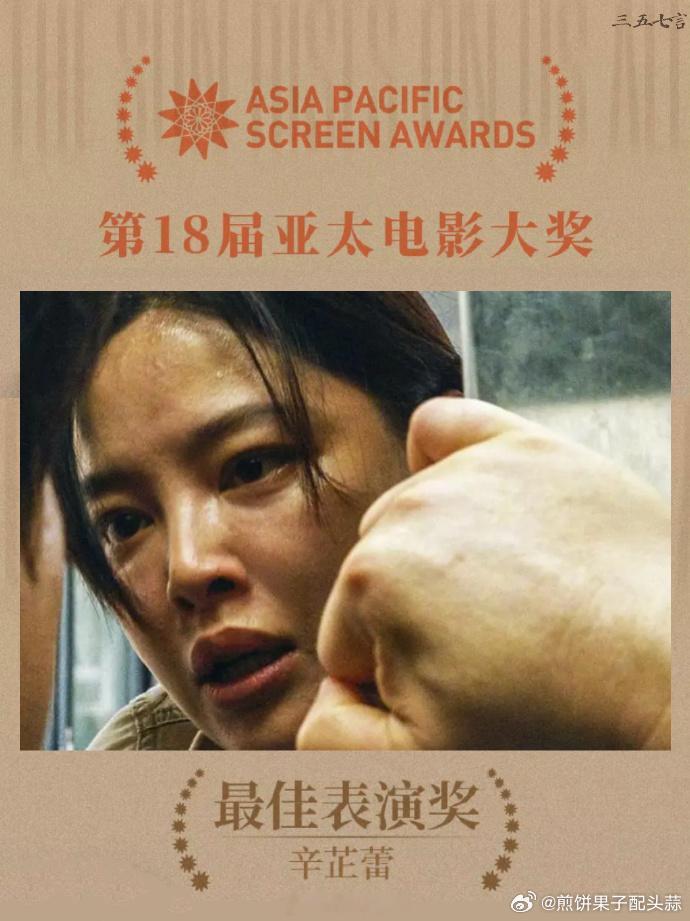 辛芷蕾凭借扎实的演技，提名第 18 届亚太电影最佳表演奖，此次入围让她的表演实力