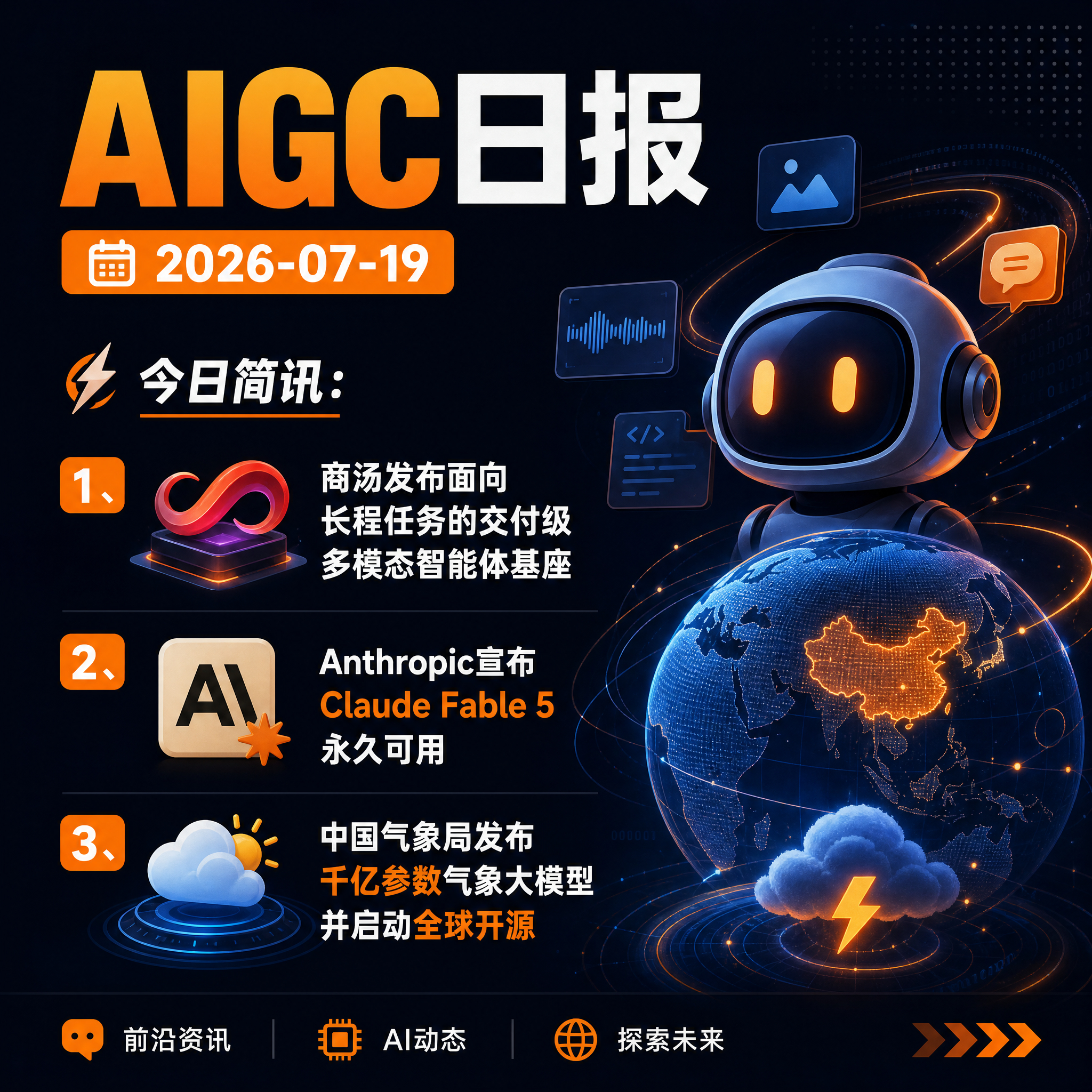 【AIGC日报 · 2026-07-19】今日简讯：1、商汤发布面向长程任务的交