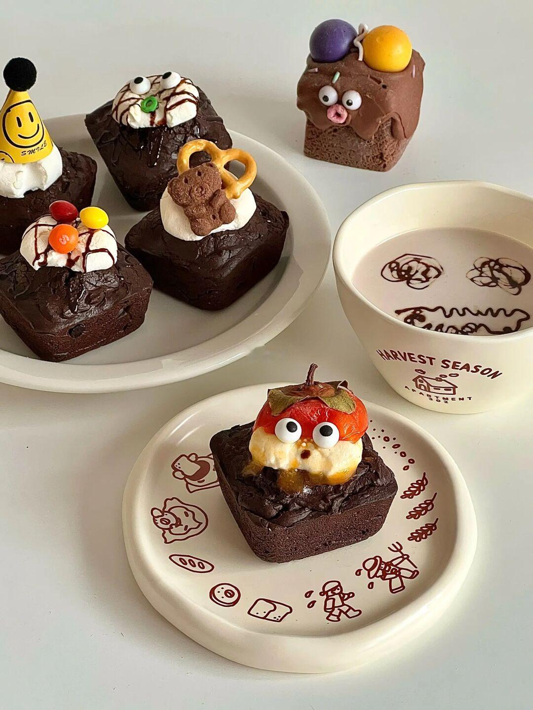 搅一搅就ok🌰｜栗子黑巧夹心布朗尼蛋糕🎃