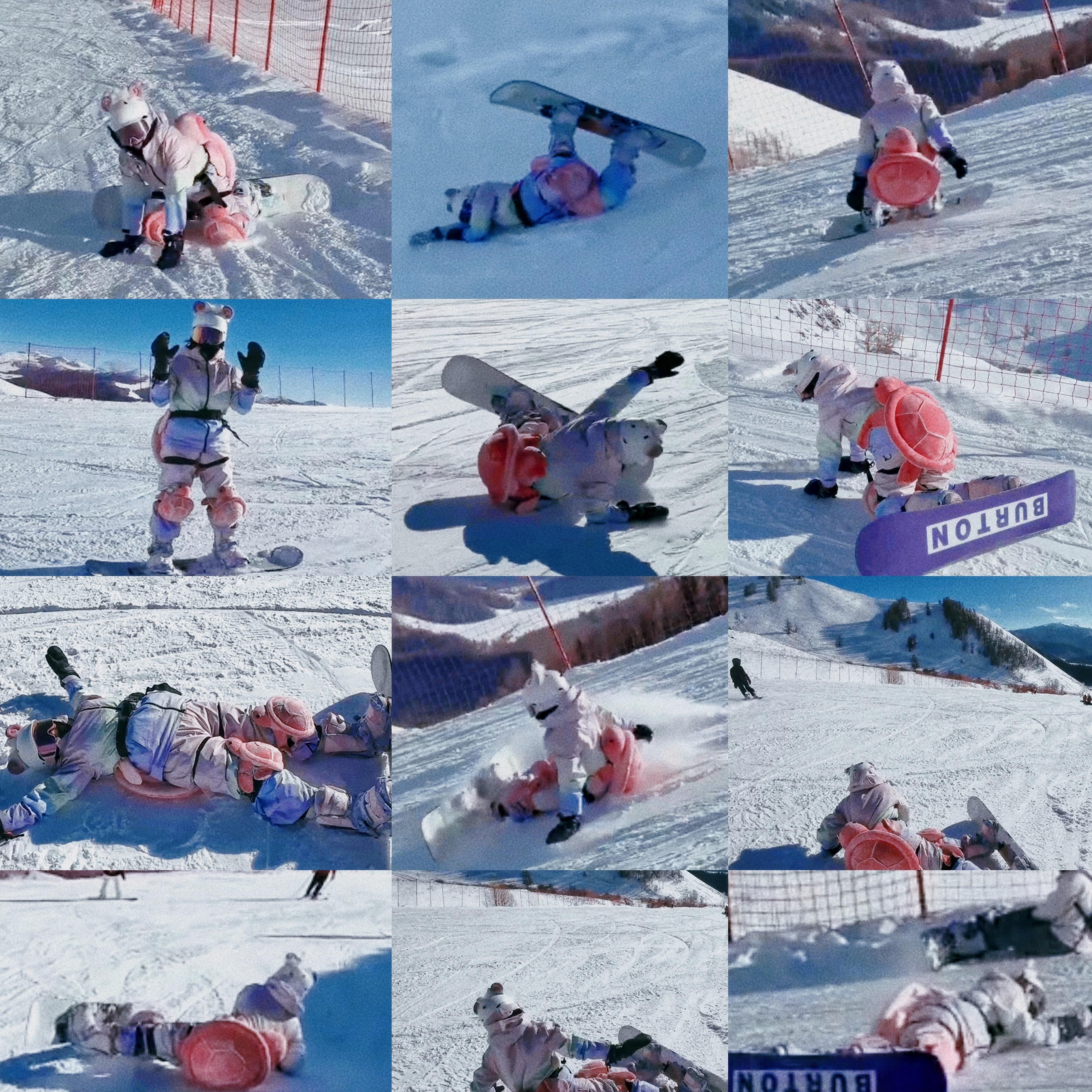 红婵の雪地摔蹲 