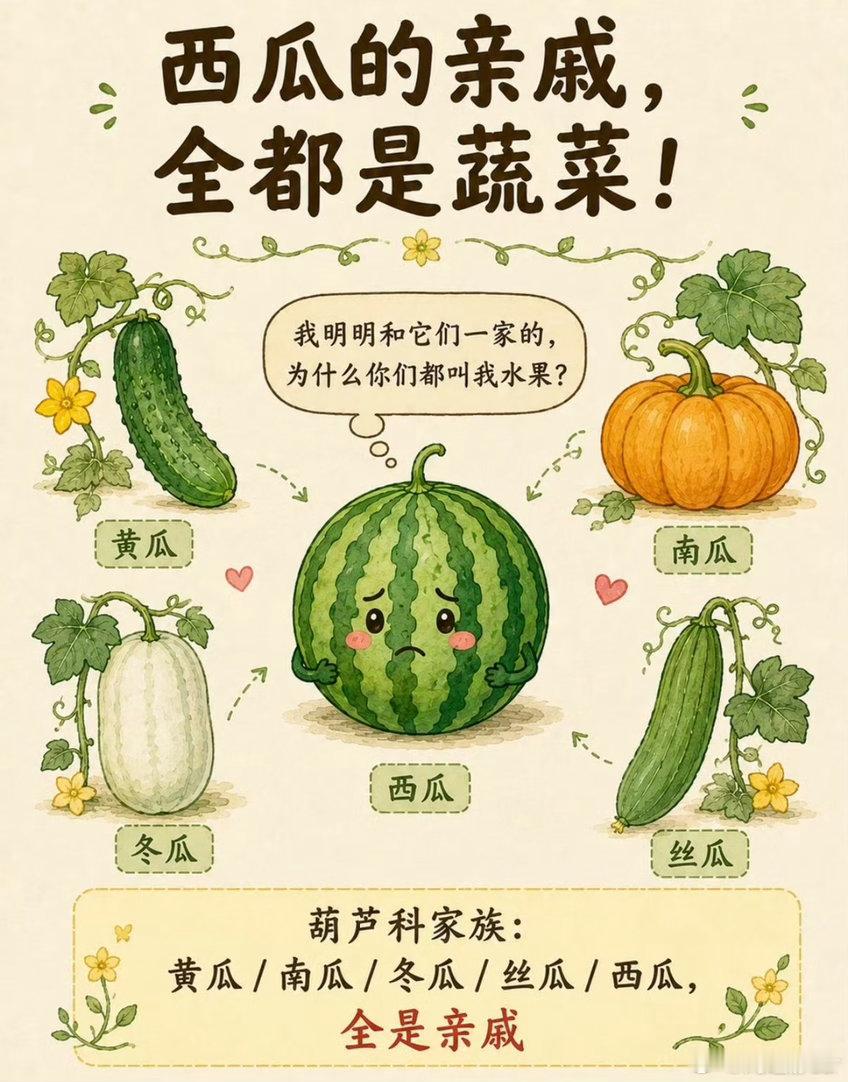 当我意识到西瓜也是瓜 怪不得有长长的西瓜小小的西瓜圆圆的西瓜