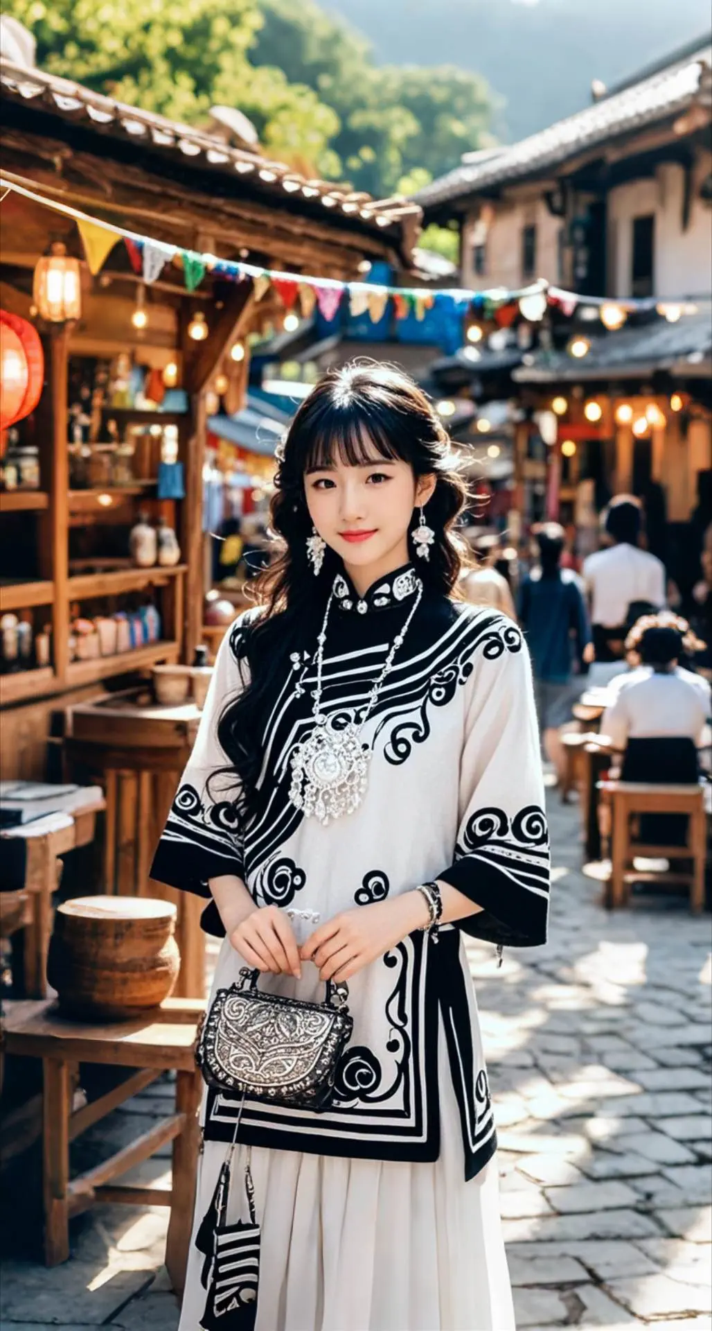 AI扩图 AI古巷佳人