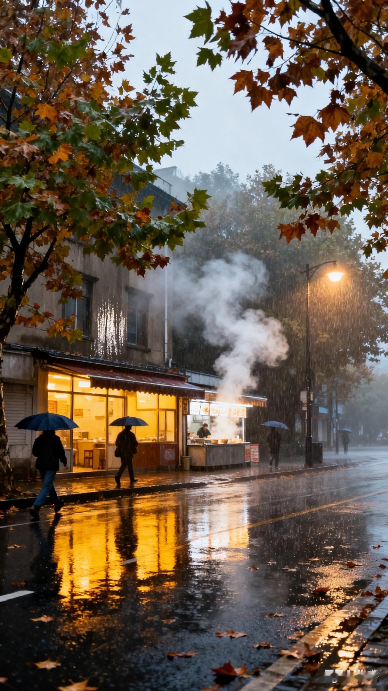 清晨，秋分，
窗外雨声淅淅沥沥，
天一下子就更凉了。
这场秋雨，
仿佛把夏天的热