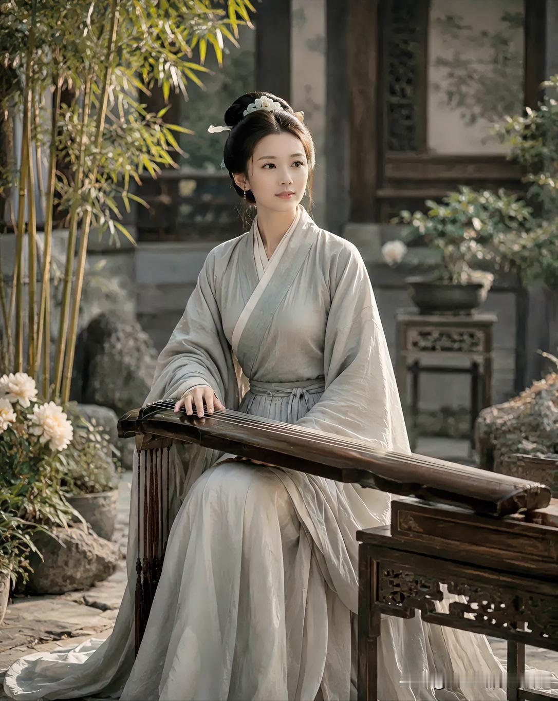 下联：素衣抚琴忆旧年
上联：有请雅士[玫瑰][玫瑰][玫瑰]