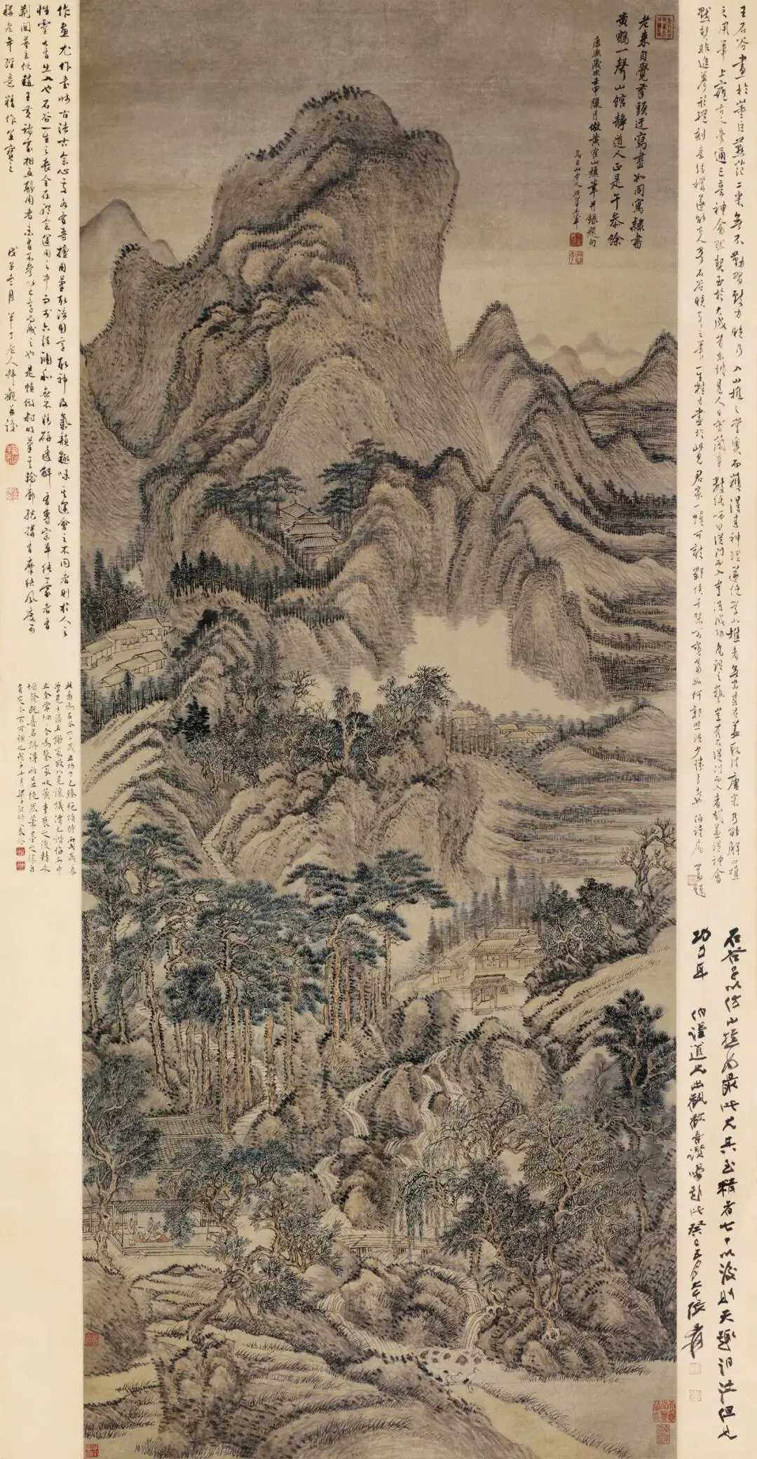 王翚《松壑隐居》，185.5×75.5 cm。款识：老来自觉笔头迂，写画如同写隶