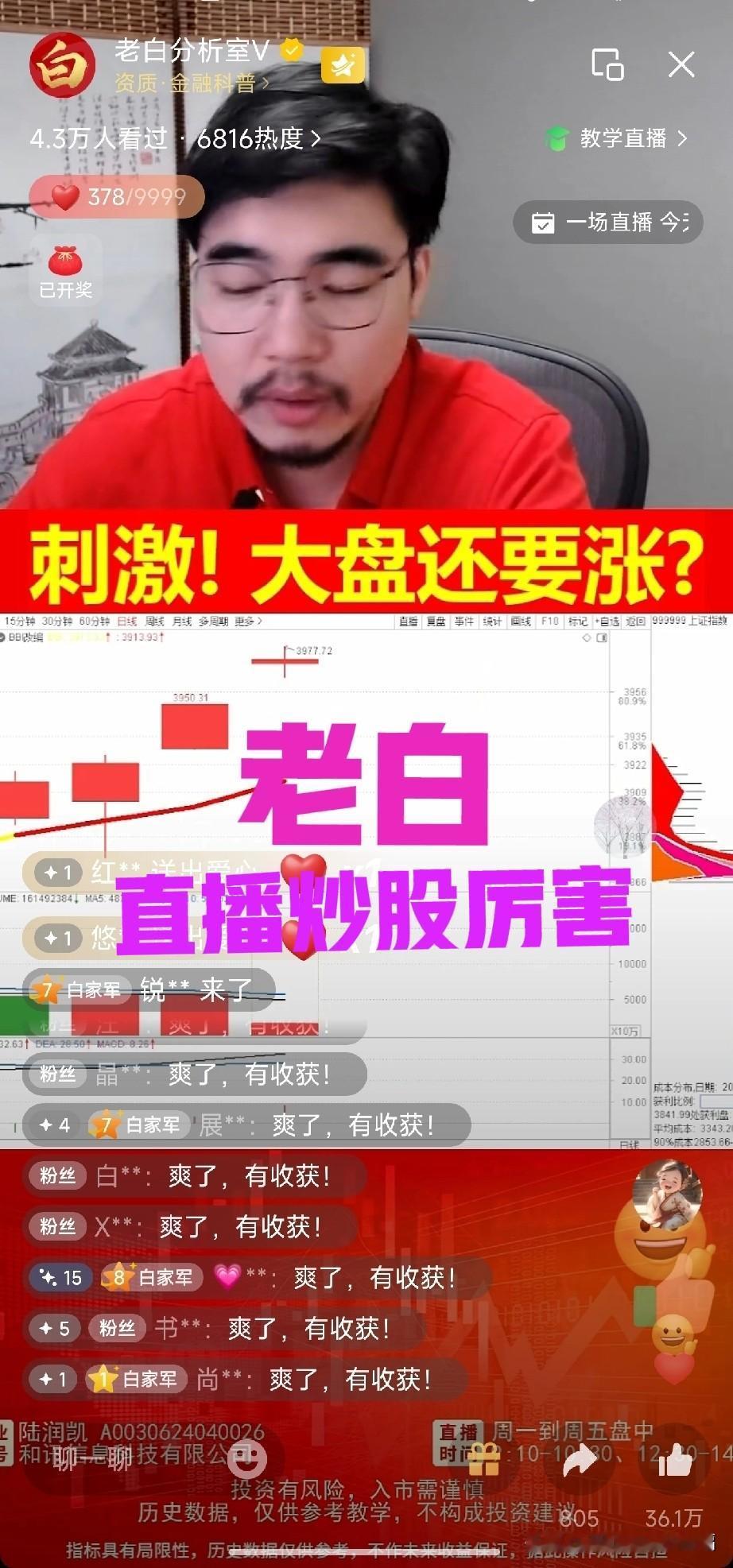 推荐一位资深股票分析师，老白直播室。

小伙子其实长得挺帅，就是爱留胡子和长头发