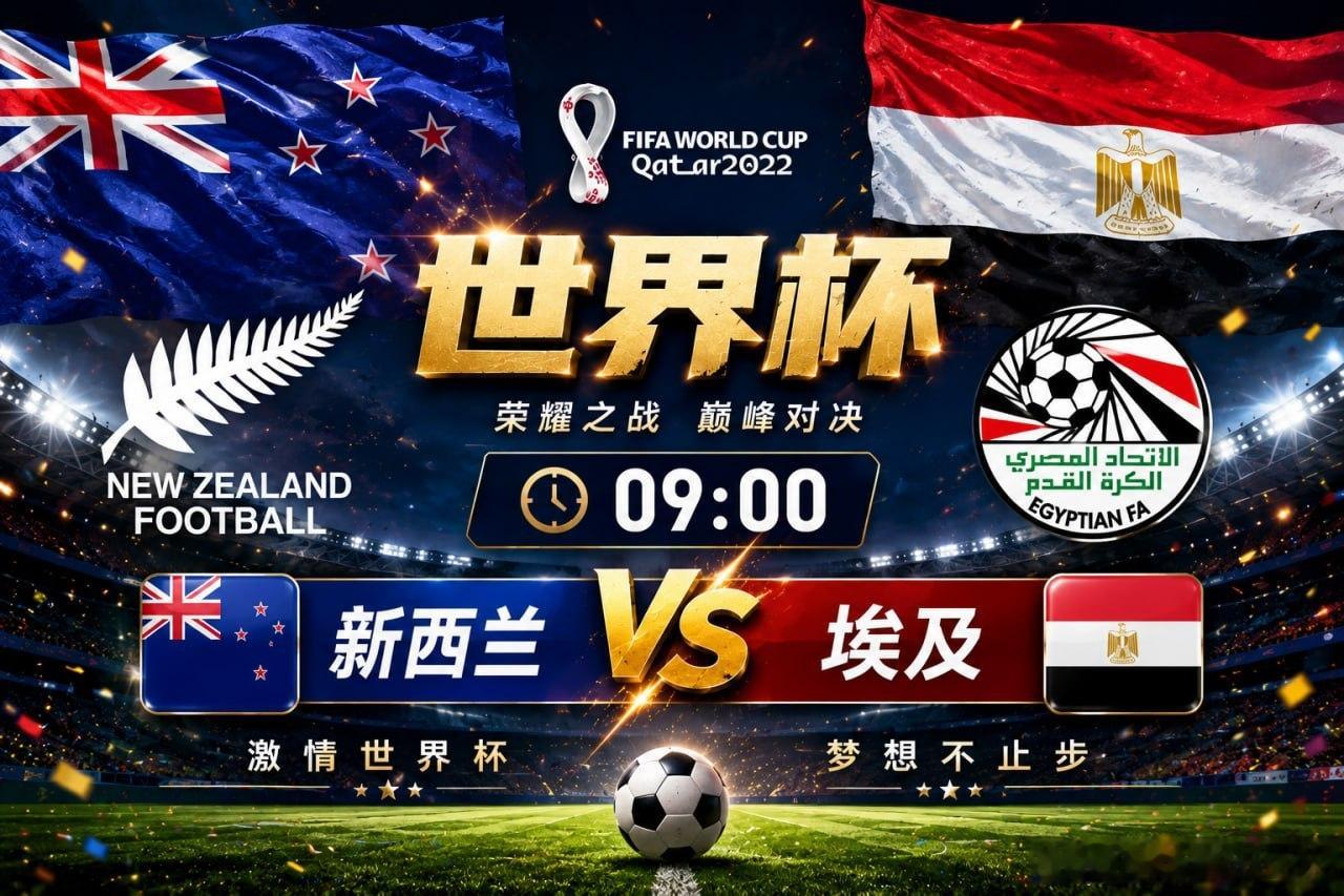 09:00世界杯 🇳🇿 新西兰vs埃及  🇪🇬一边是顽强拼搏的新西兰，一