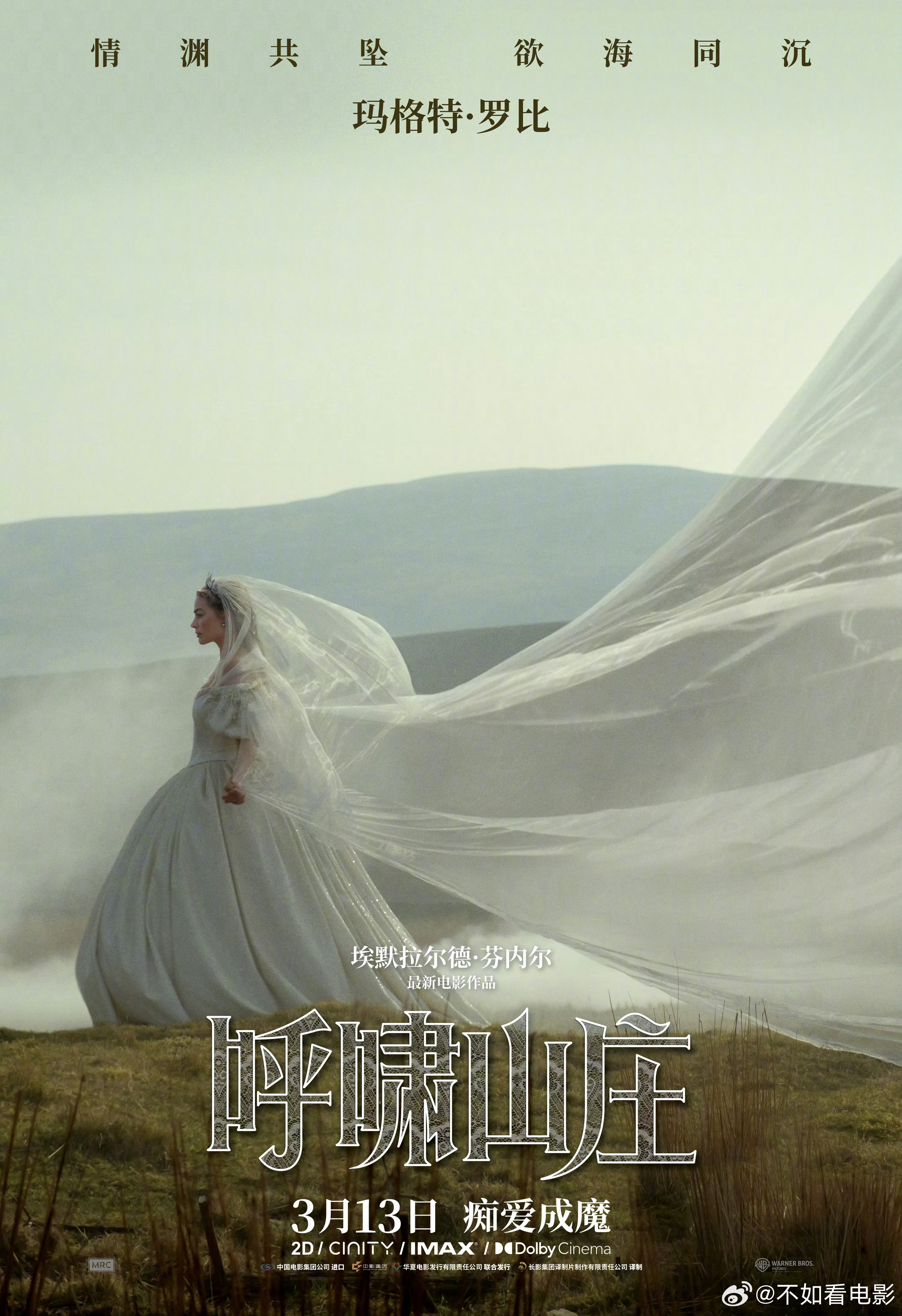 呼啸山庄定档 华纳兄弟新版《呼啸山庄》电影中国内地定档3月13日上映，北美2月1