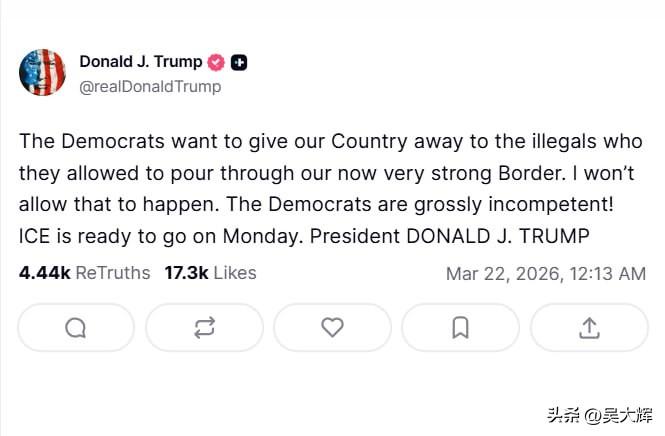 特朗普称民主党人为法西斯分子

特朗普在Truth Social发文称，“民主党