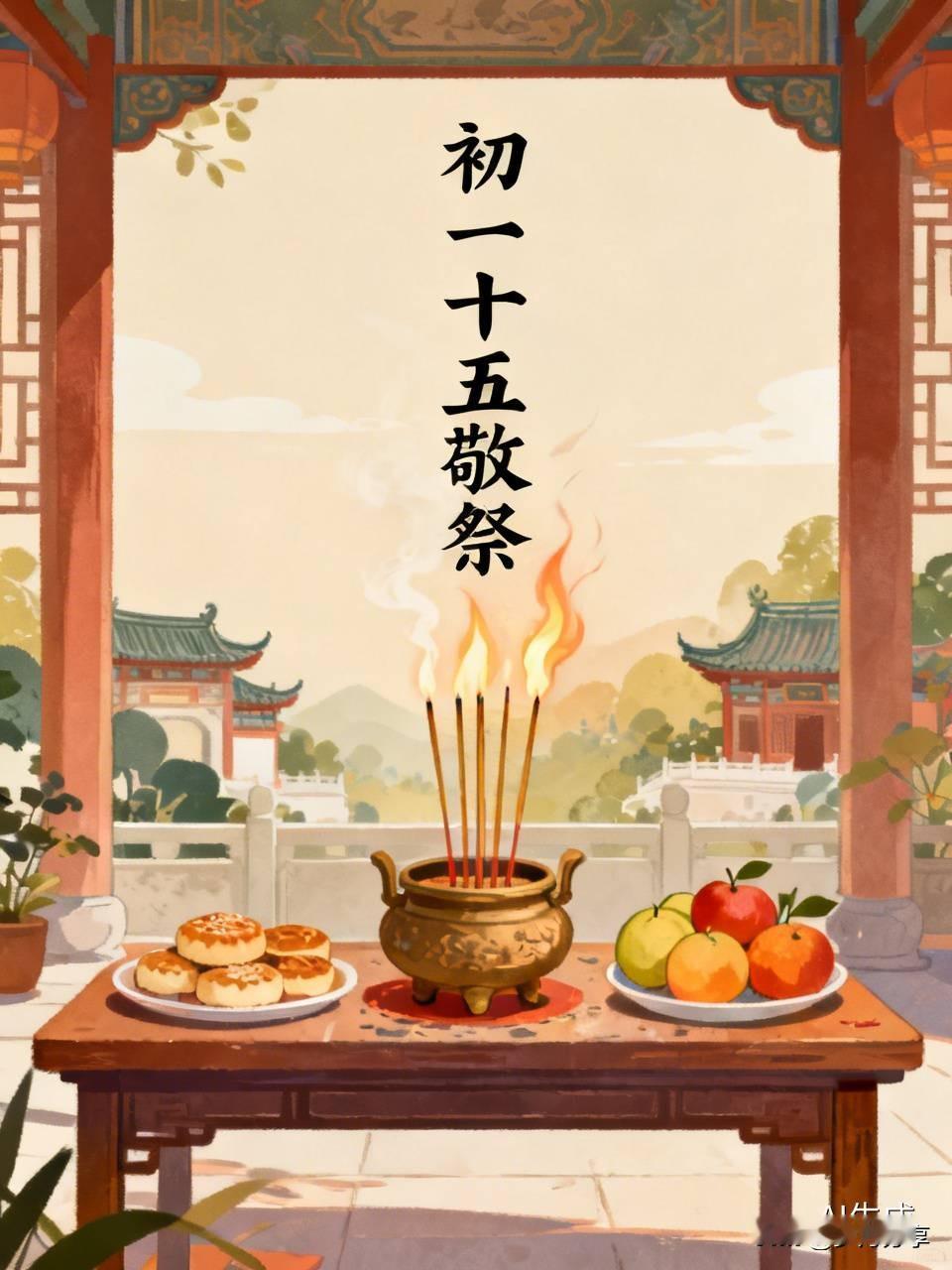 今天是农历六月一日，我们这里农村传下来一种初一十五敬祭天地和祖宗的风俗。每到这一