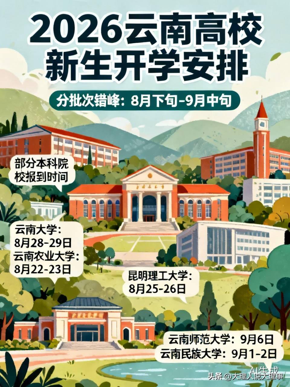 2026年云南省普通高校招生录取收尾，各高校陆续公布2026级新生入学安排。今年