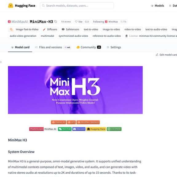 MiniMaxH3正式开源
忙活来一整晚，推迟了十几个小时，终于开出来了[微笑]
