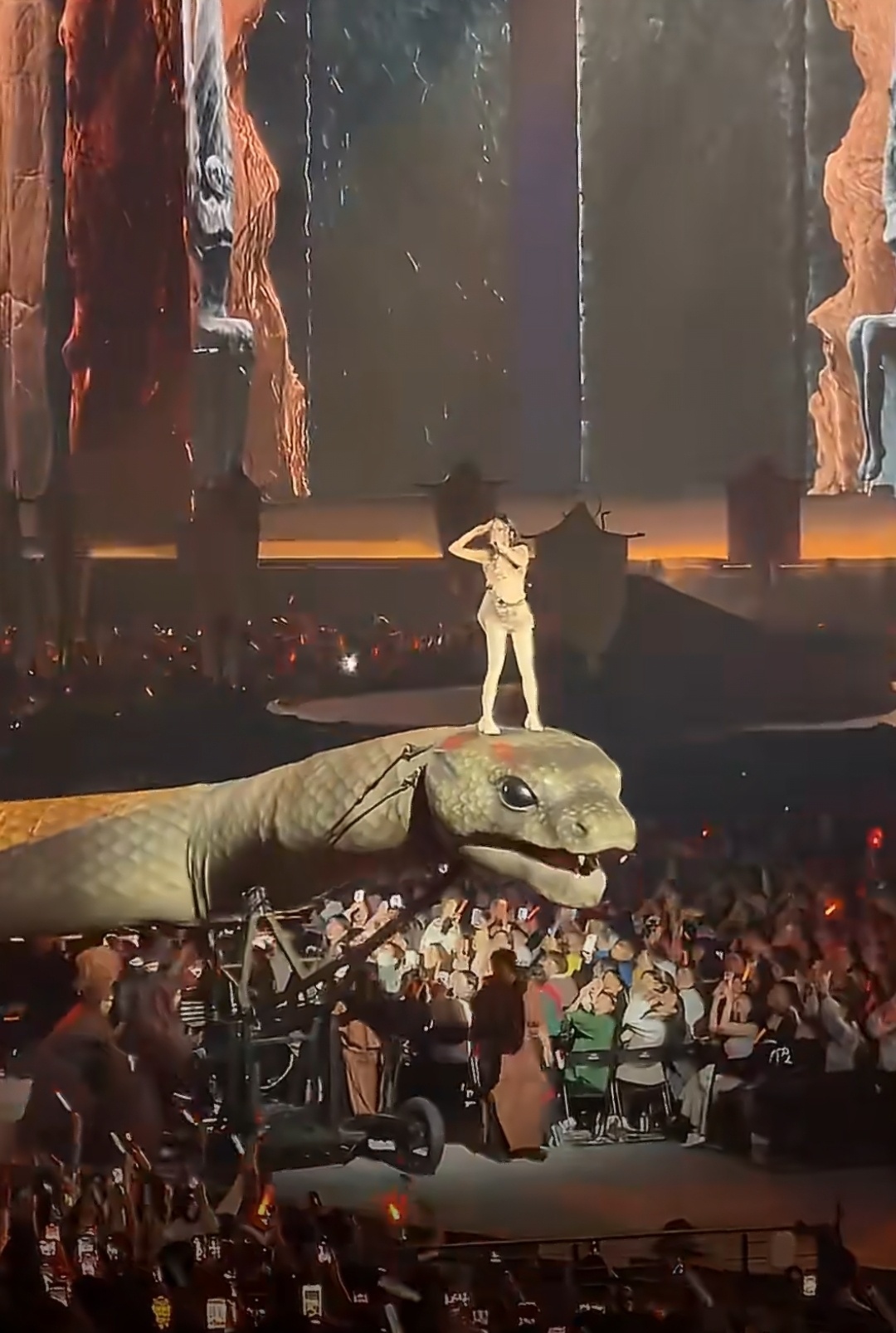 蔡依林踩蛇出场蔡依林演唱会到底是怎么设计的？让大美女踩着一个那么大的巨蛇，绕着会