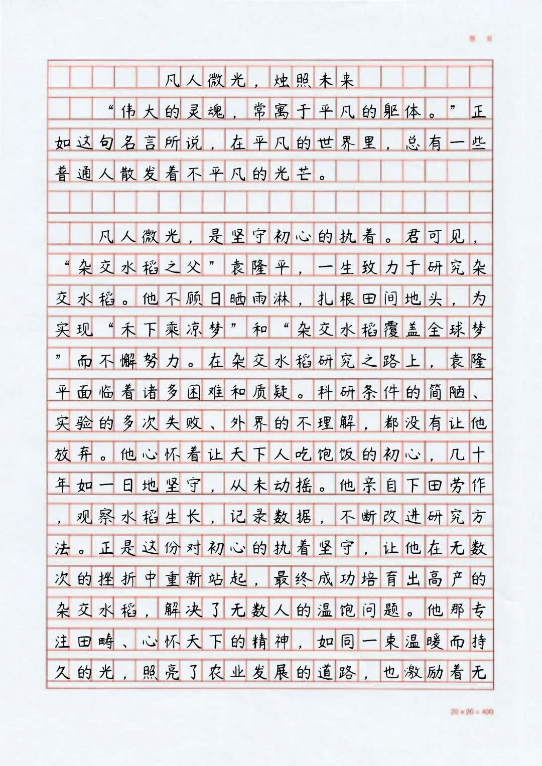 满分💯作文《凡人微光，烛照未来》