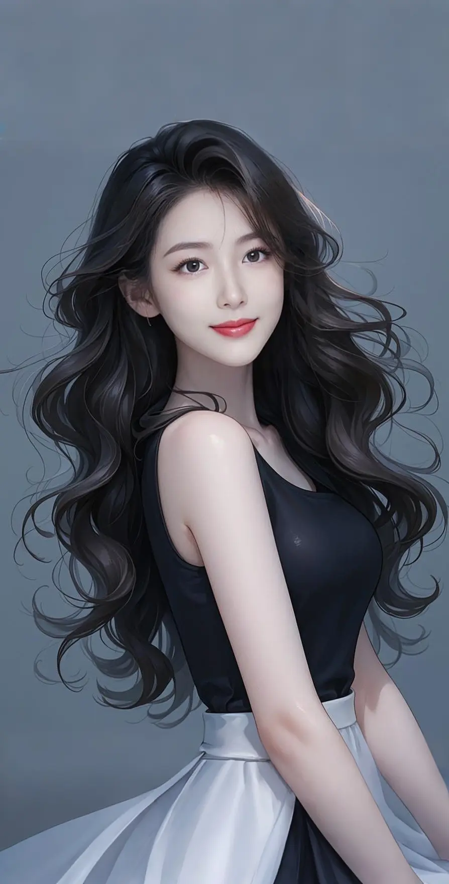 AI扩图 AI插画风长发
