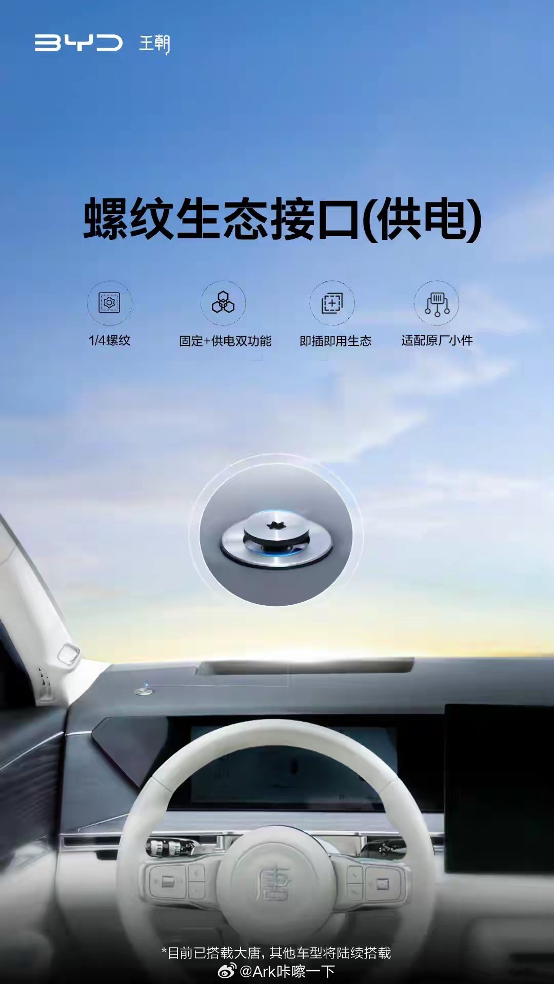 比亚迪也逐步开始搭载螺纹接口了，不得不说这是小米SU7开的头，现在很多品牌的车都