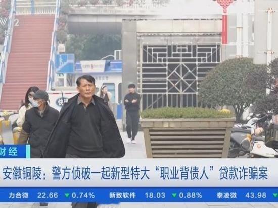 央视财经：近日，安徽铜陵市警方成功侦破一起新型、特大“职业背债人”贷款诈骗案，揭