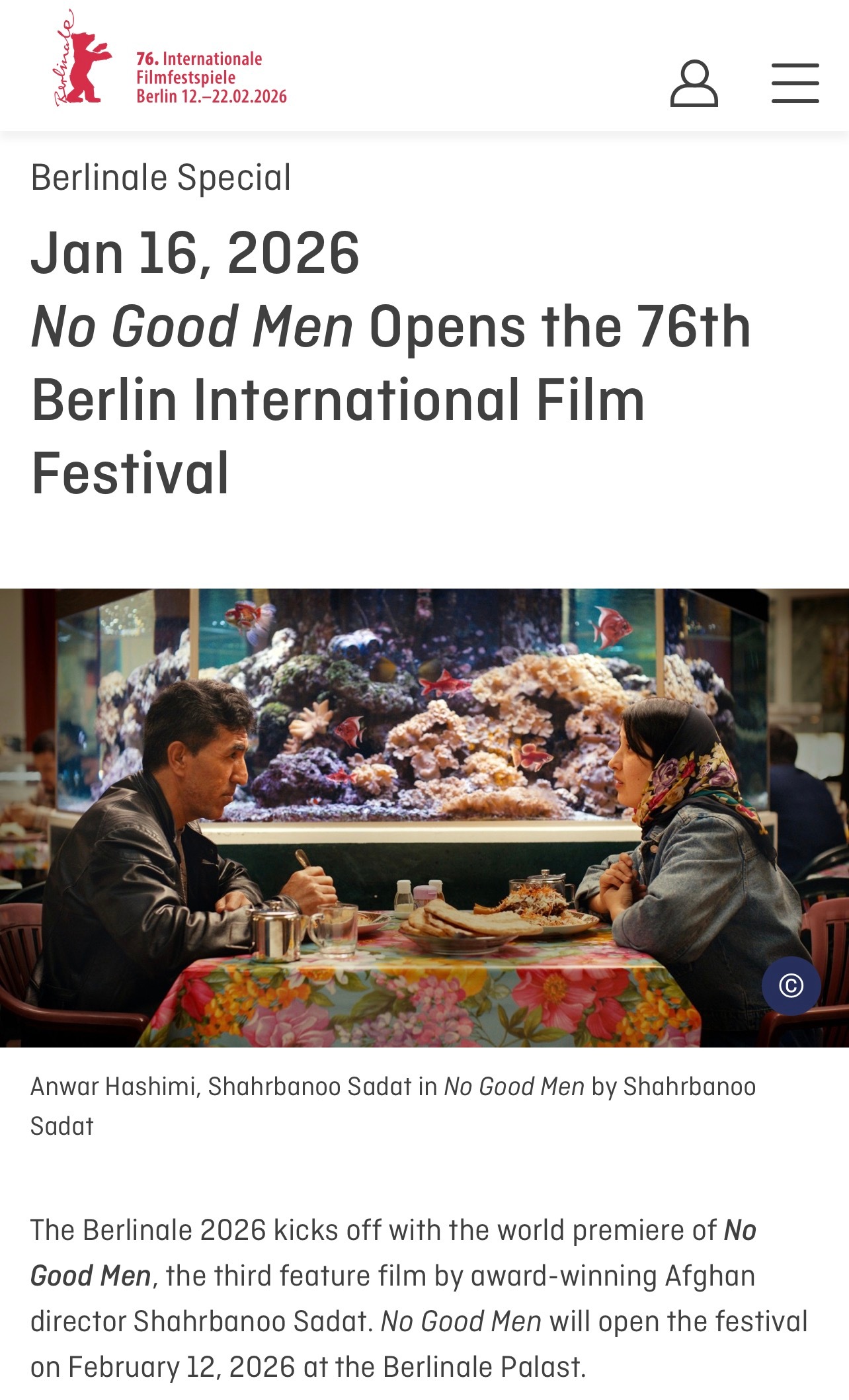 第76届柏林电影节今日宣布，由沙赫巴努·萨达执导并主演的影片《何觅良人》将作为本