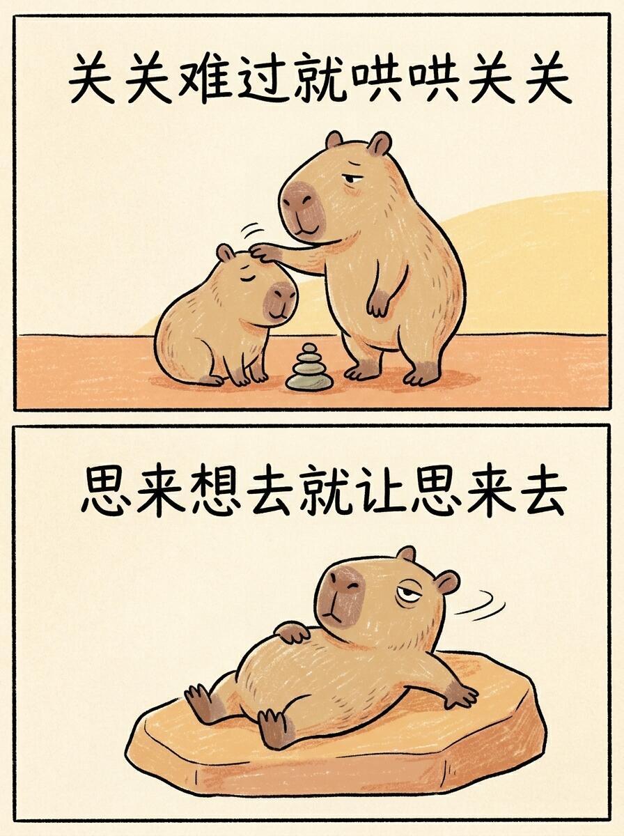 关关难过那就哄关关，思来想去就让思来去 
卡皮巴拉是一种生活态度 像卡皮巴拉一