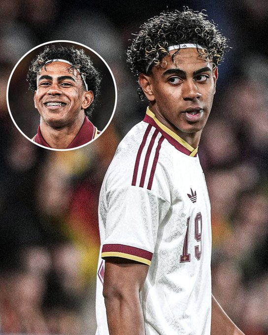 拉明·亚马尔戴着发带参加西班牙对阵塞尔维亚的友谊赛🔥西班牙世界杯客场球衣的首秀