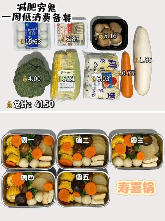 减肥穷鬼｜一周备餐｜低卡寿喜锅